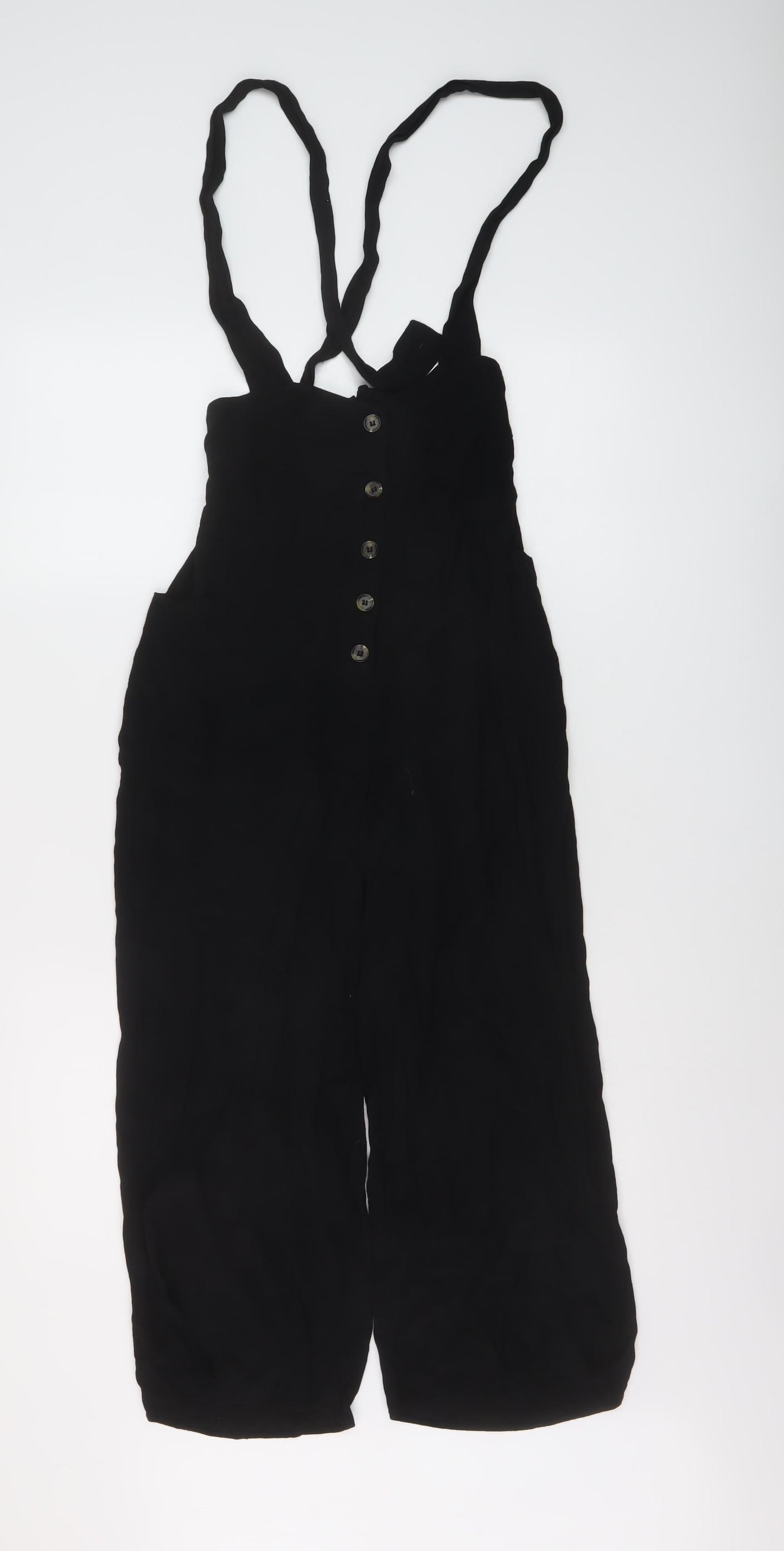 Hollister Womens Black Viscose Jumpsuit One-Piece Size XS Button