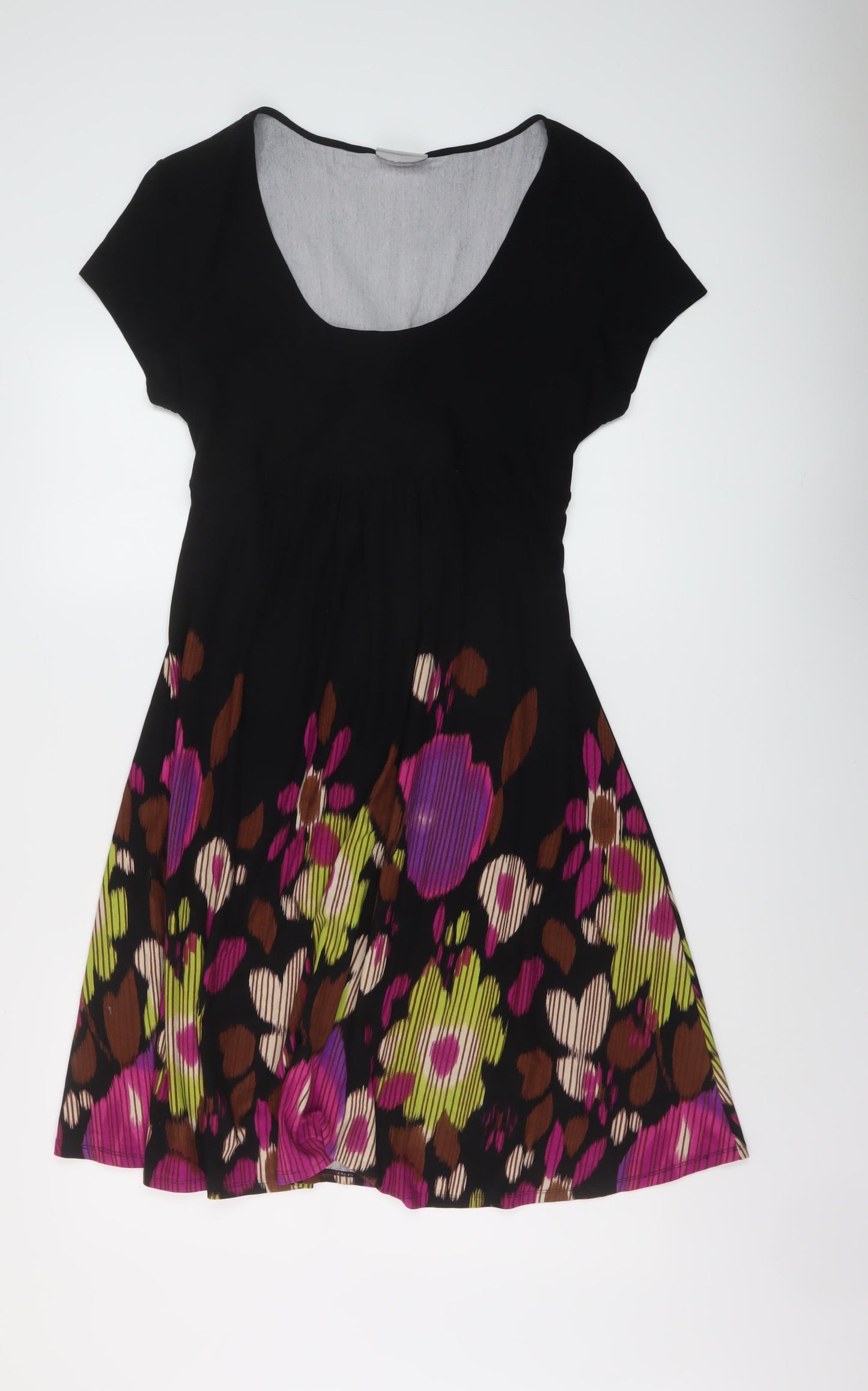 Wallis Womens Beige Floral Viscose A-Line Size 18 Scoop Neck Pullover