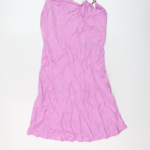Bershka Womens Pink Polyester Mini Size S Round Neck Pullover