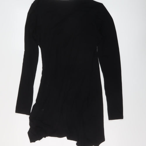 PRETTYLITTLETHING Womens Black Polyester Mini Size 14 V-Neck Pullover