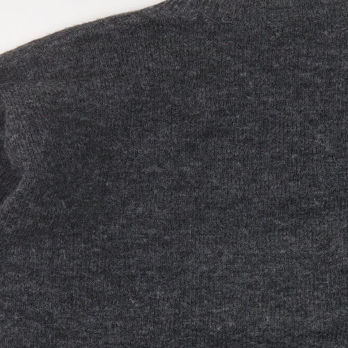 Marks and Spencer Womens Grey Mock Neck Geometric Acrylic Pullover Jumper Size M