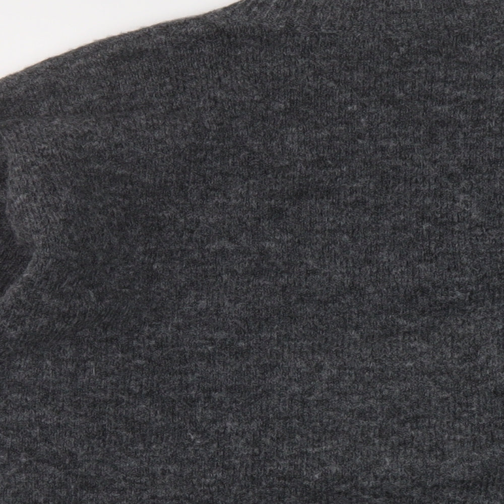 Marks and Spencer Womens Grey Mock Neck Geometric Acrylic Pullover Jumper Size M