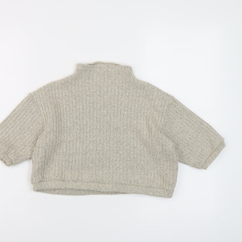 Ango Womens Beige Mock Neck Cotton Pullover Jumper Size M