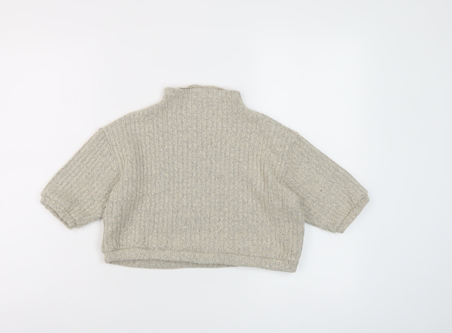 Ango Womens Beige Mock Neck Cotton Pullover Jumper Size M
