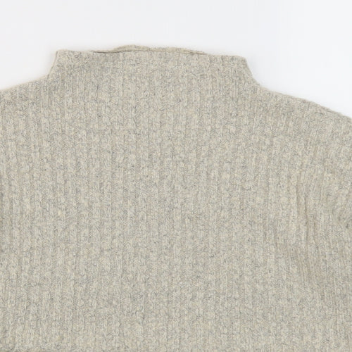 Ango Womens Beige Mock Neck Cotton Pullover Jumper Size M