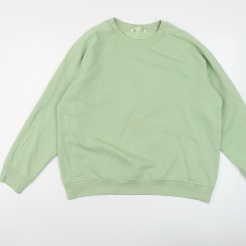 H&M Womens Green Cotton Pullover Sweatshirt Size S Pullover