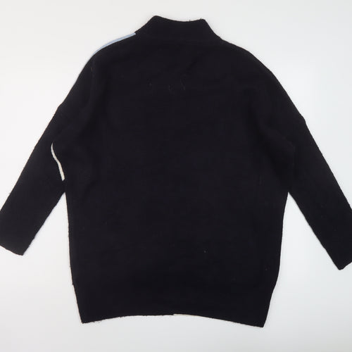 Marks and Spencer Womens Blue Mock Neck Acrylic Tunic Jumper Size M