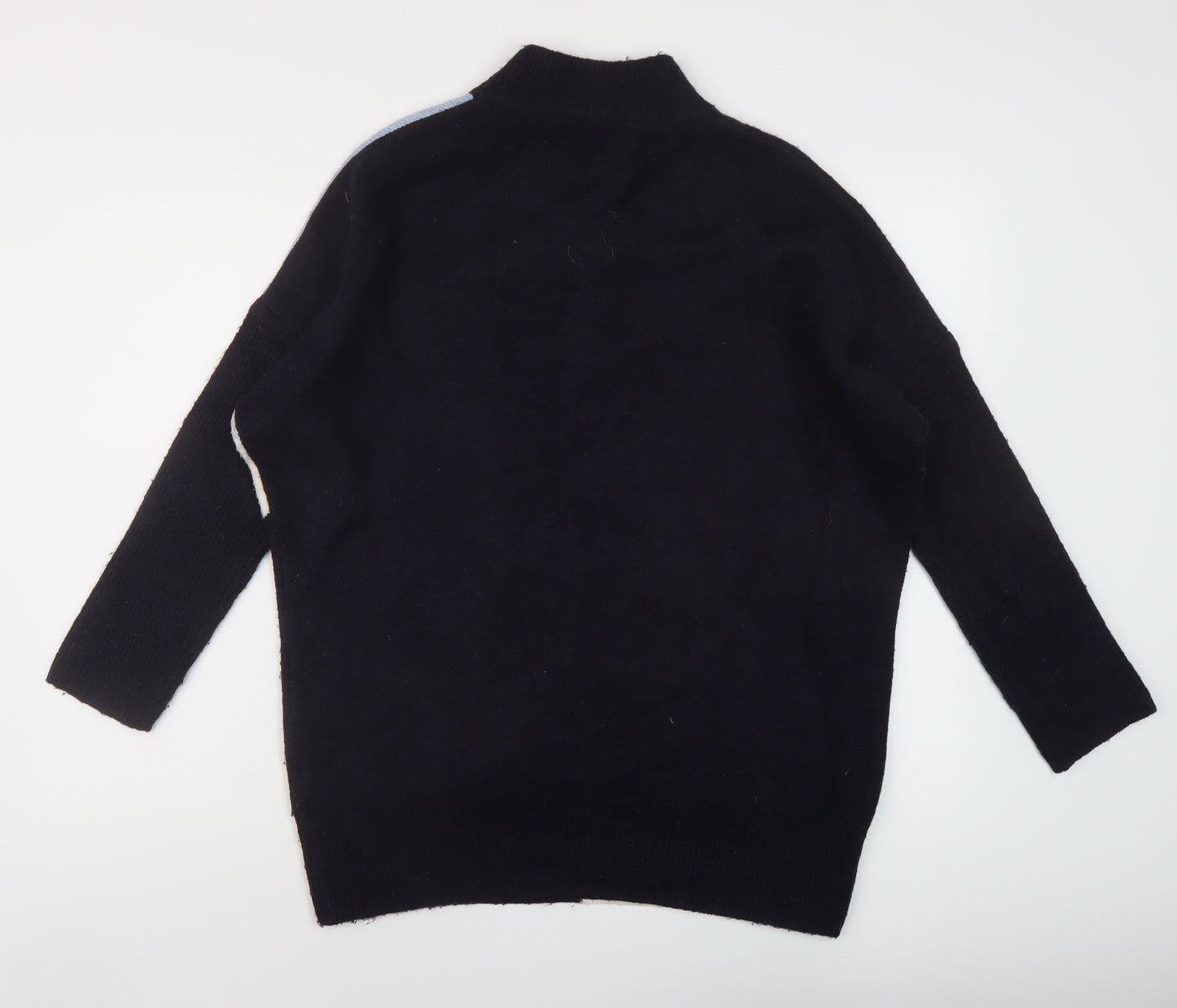 Marks and Spencer Womens Blue Mock Neck Acrylic Tunic Jumper Size M