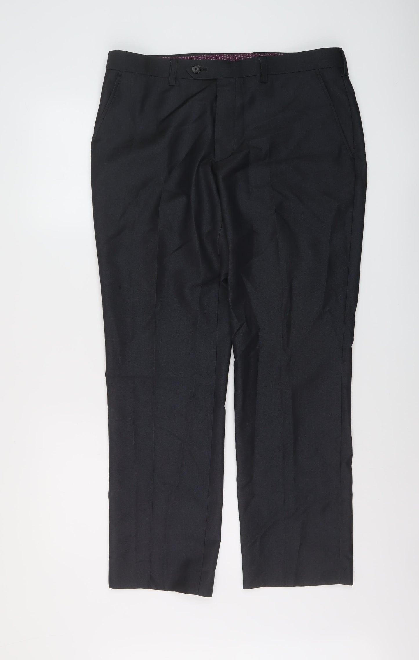 NEXT Mens Grey Polyester Trousers Size 34 in L29 in Regular Button