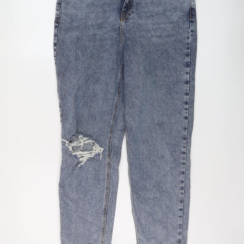 New Looj Womens Blue Cotton Mom Jeans Size 12 L26 in Regular Button