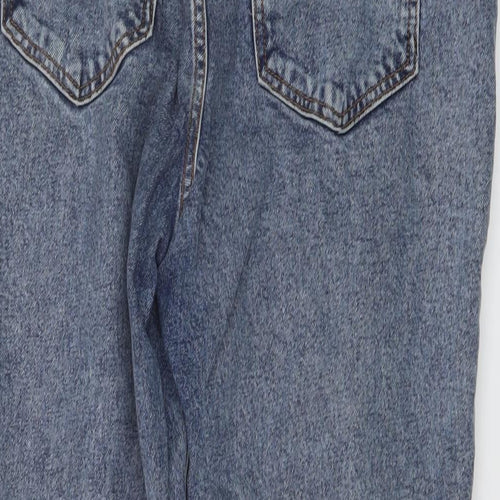 New Looj Womens Blue Cotton Mom Jeans Size 12 L26 in Regular Button
