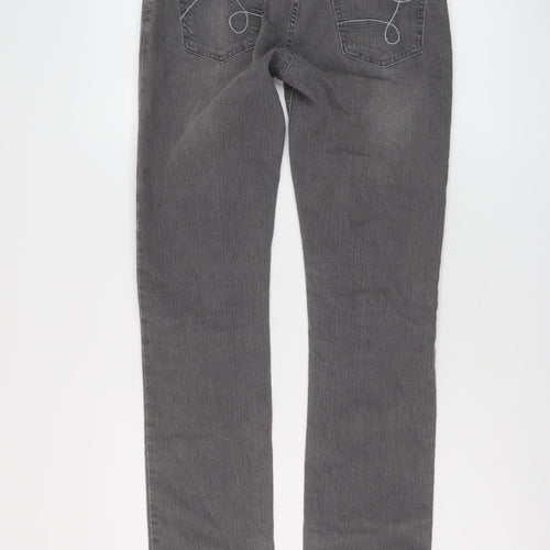 NEXT Womens Grey Cotton Skinny Jeans Size 10 L31 in Regular Button