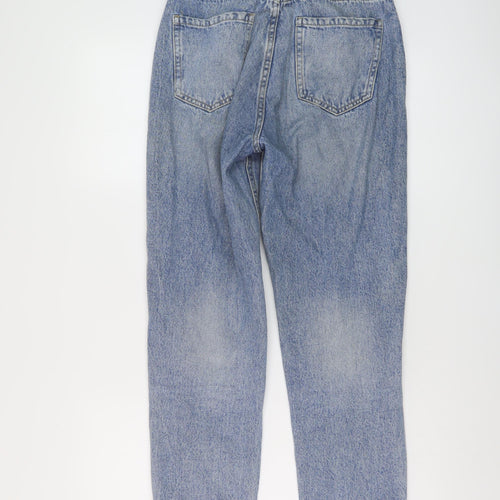 Stradivarius Womens Blue Cotton Mom Jeans Size 8 L26 in Regular Button