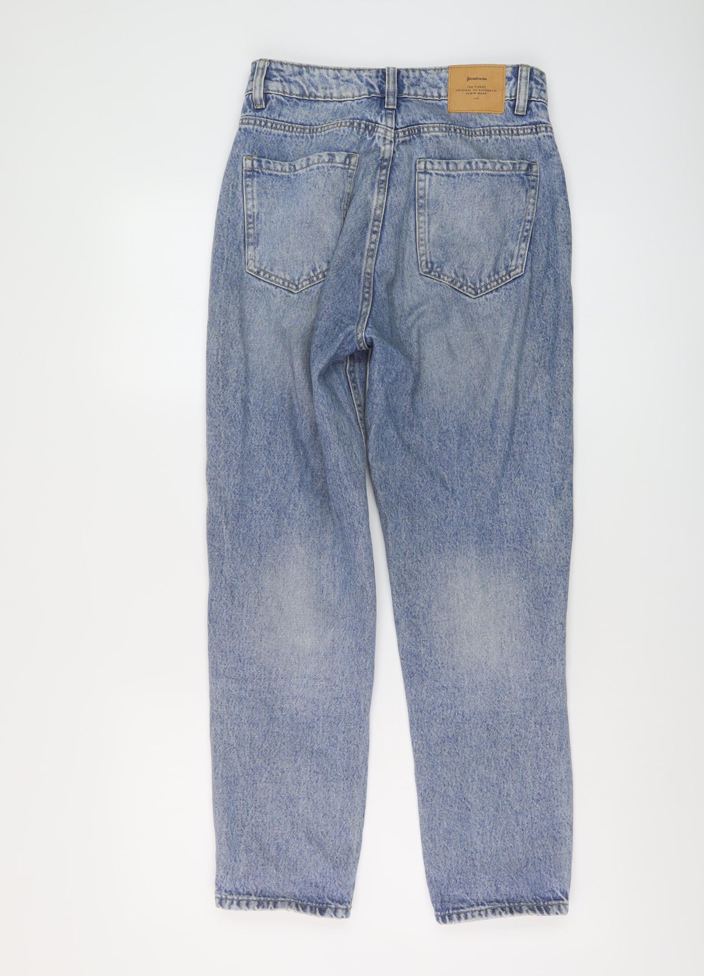 Stradivarius Womens Blue Cotton Mom Jeans Size 8 L26 in Regular Button