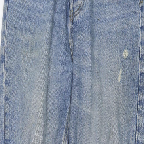 Stradivarius Womens Blue Cotton Mom Jeans Size 8 L26 in Regular Button