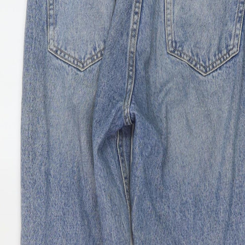 Stradivarius Womens Blue Cotton Mom Jeans Size 8 L26 in Regular Button