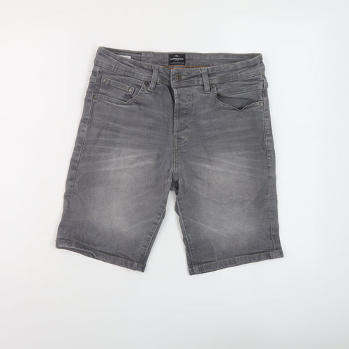 The Denim Journey Mens Grey Cotton Bermuda Shorts Size 30 in L10 in Regular Button