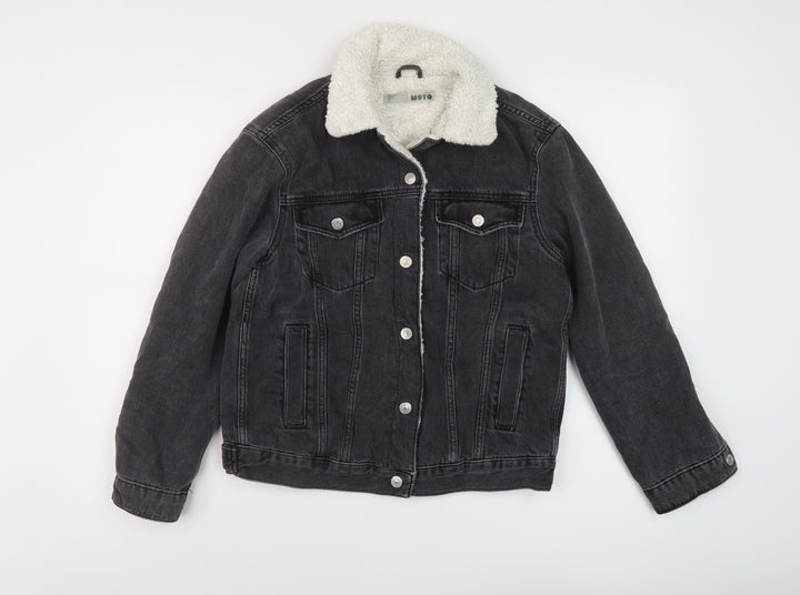 Topshop Womens Grey Jacket Size 6 Snap