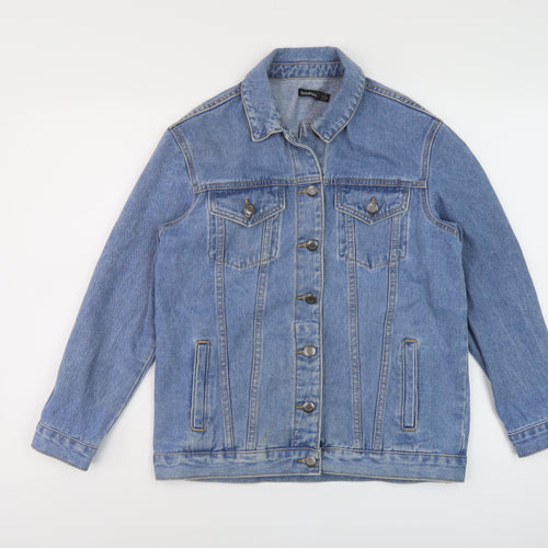 Boohoo Womens Blue Jacket Size 6 Button