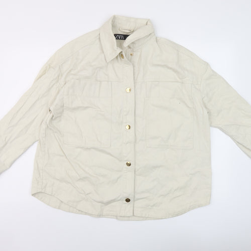 Zara Womens Beige Jacket Size S Snap