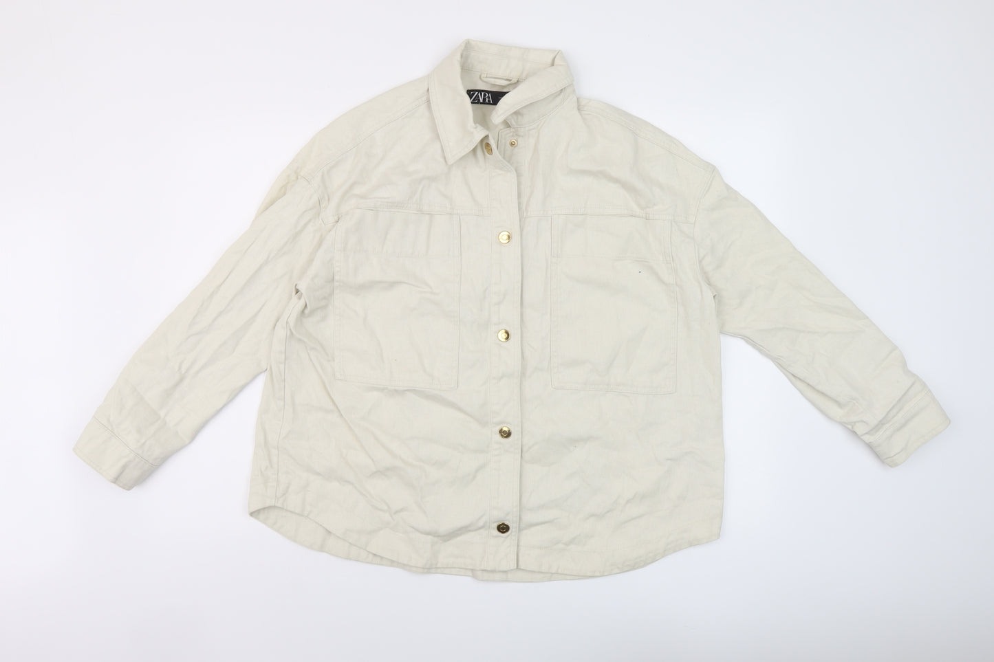 Zara Womens Beige Jacket Size S Snap