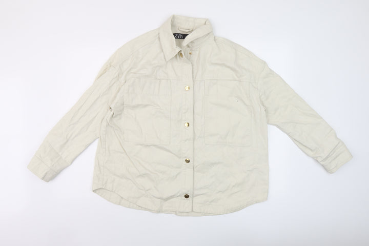 Zara Womens Beige Jacket Size S Snap