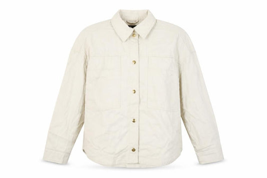Front view of Zara women’s beige jacket, size S, snap