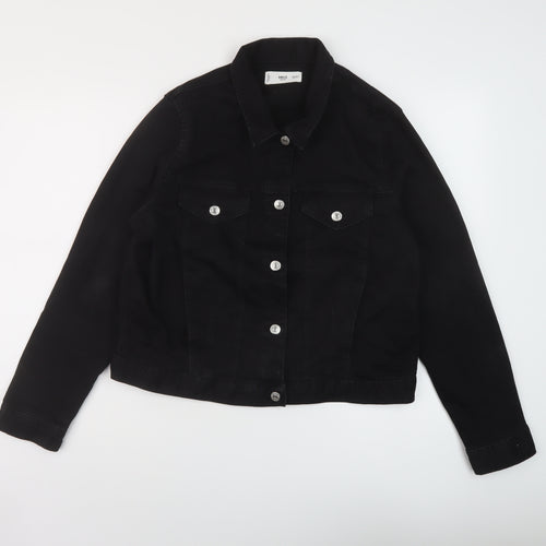 Mango Womens Black Jacket Size 2XL Button