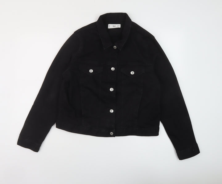 Mango Womens Black Jacket Size 2XL Button