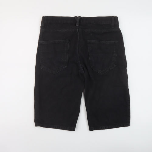 Pierre Cardin Mens Black Cotton Bermuda Shorts Size 32 in L12 in Regular Button