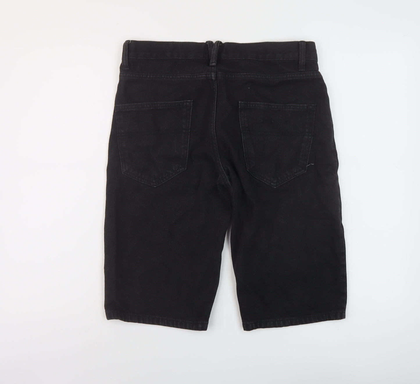 Pierre Cardin Mens Black Cotton Bermuda Shorts Size 32 in L12 in Regular Button