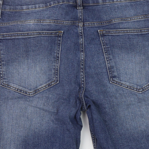 F&F Mens Blue Cotton Bermuda Shorts Size 32 in L12 in Regular Button