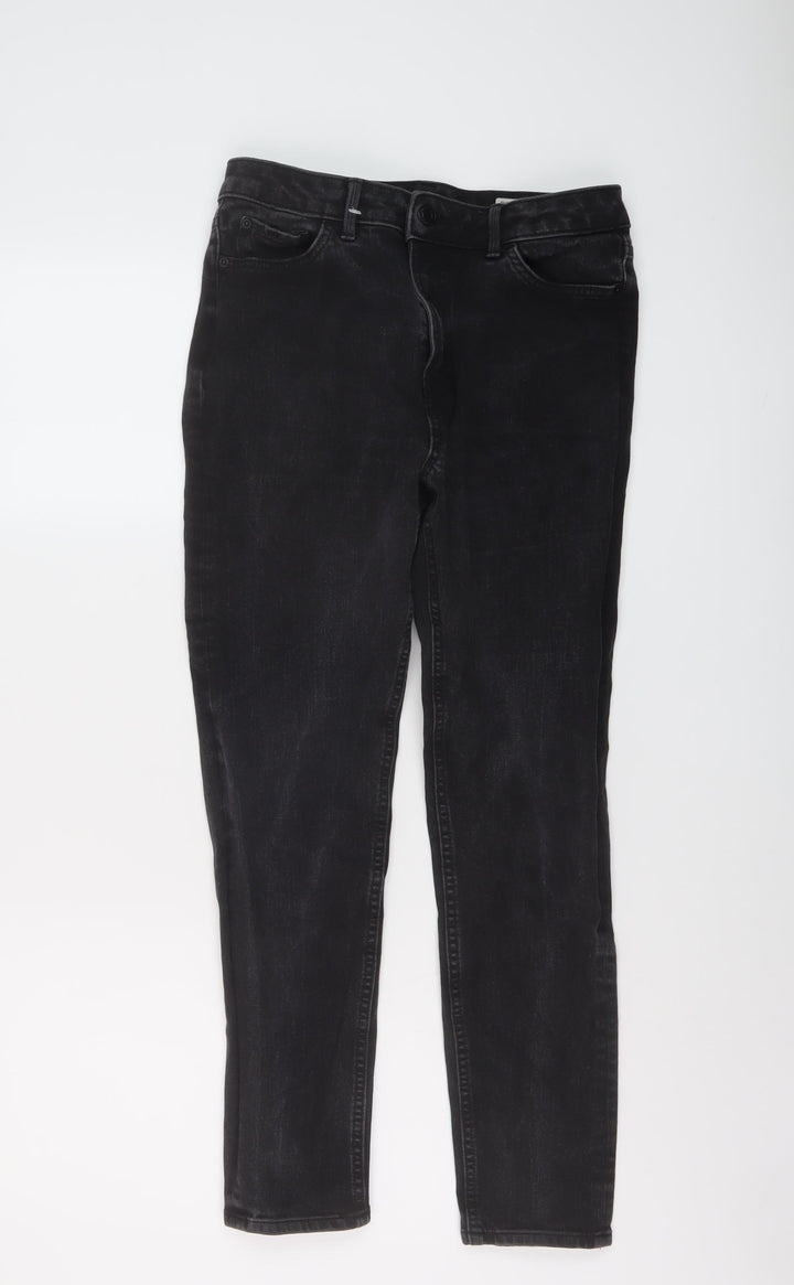 Marks and Spencer Womens Black Cotton Skinny Jeans Size 12 L26 in Regular Button