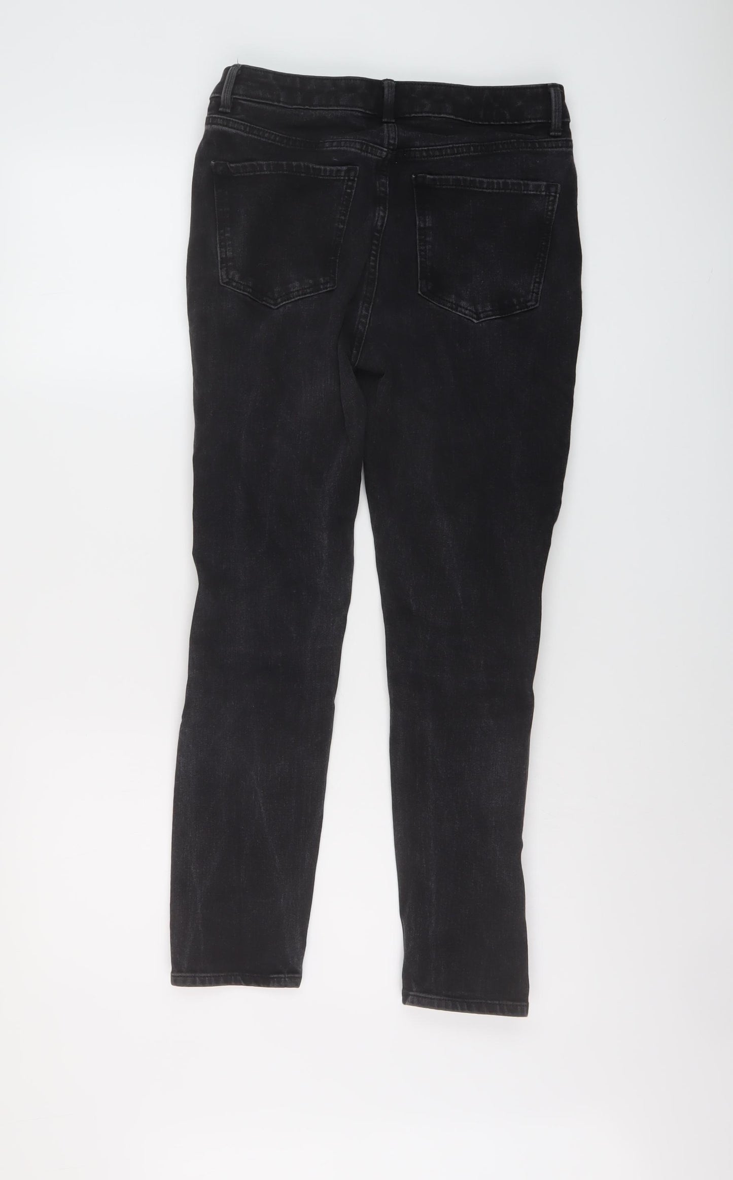 Marks and Spencer Womens Black Cotton Skinny Jeans Size 12 L26 in Regular Button