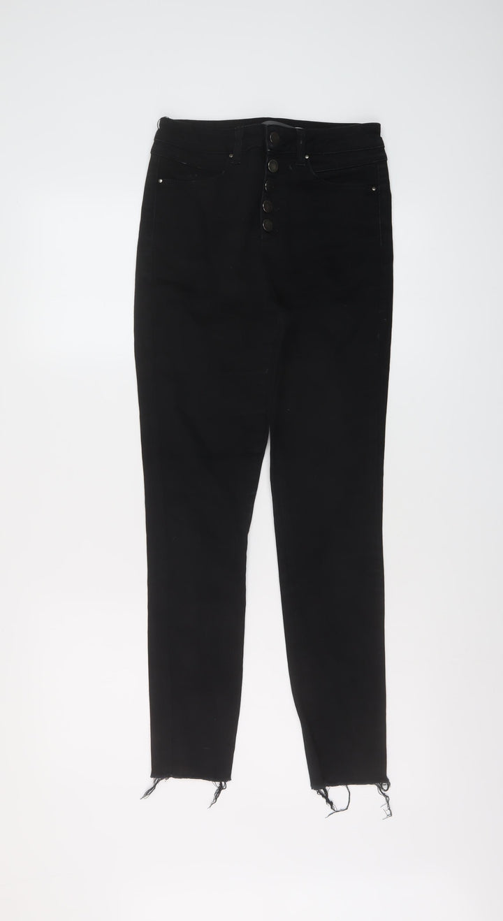 Mint Velvet Womens Black Cotton Skinny Jeans Size 8 L27 in Regular Button