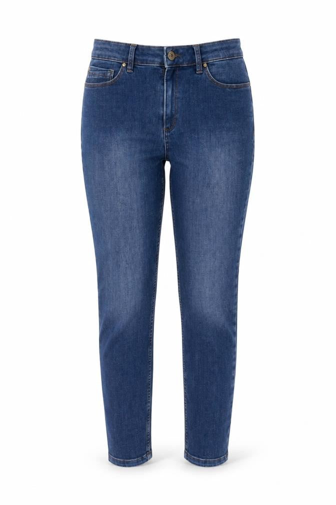 marks and Womens Blue Cotton Skinny Jeans Size 12 L25 in Regular Button