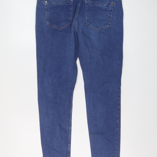 marks and Womens Blue Cotton Skinny Jeans Size 12 L25 in Regular Button