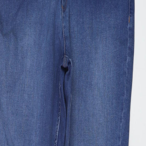 marks and Womens Blue Cotton Skinny Jeans Size 12 L25 in Regular Button