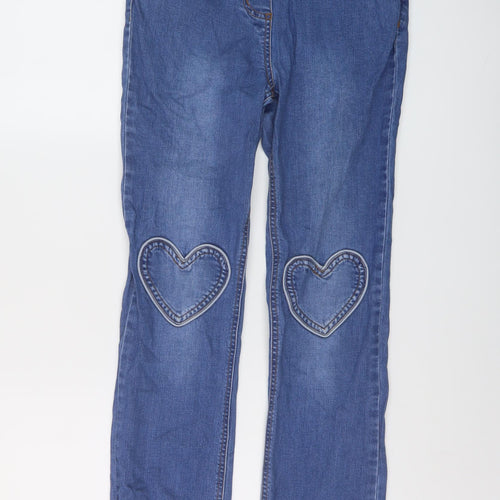 Boden Girls Blue Cotton Straight Jeans Size 12 Years Regular Drawstring