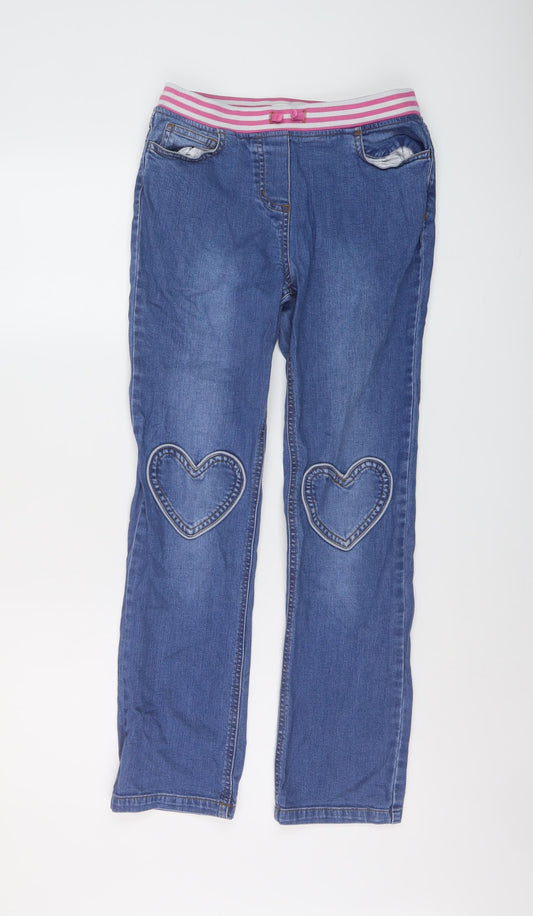 Boden Girls Blue Cotton Straight Jeans Size 12 Years Regular Drawstring