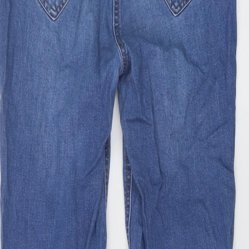 Boden Girls Blue Cotton Straight Jeans Size 12 Years Regular Drawstring