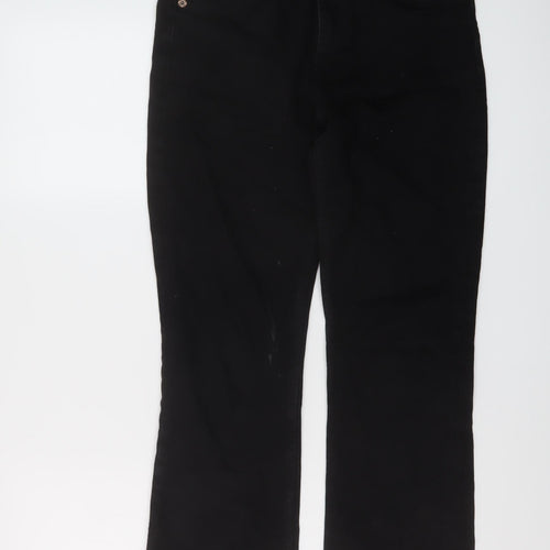 Zara Womens Black Cotton Straight Jeans Size 12 L25 in Regular Button