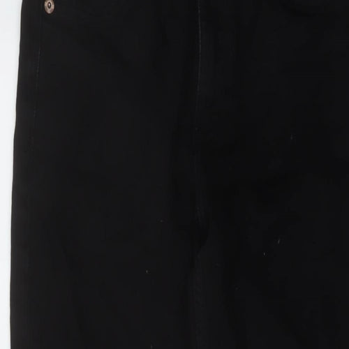 Zara Womens Black Cotton Straight Jeans Size 12 L25 in Regular Button