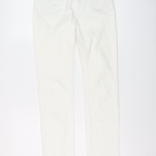 Marks and Spencer Womens Ivory Cotton Skinny Jeans Size 8 L29 in Regular Button