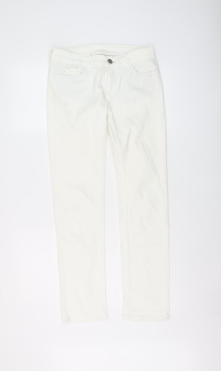 Marks and Spencer Womens Ivory Cotton Skinny Jeans Size 8 L29 in Regular Button