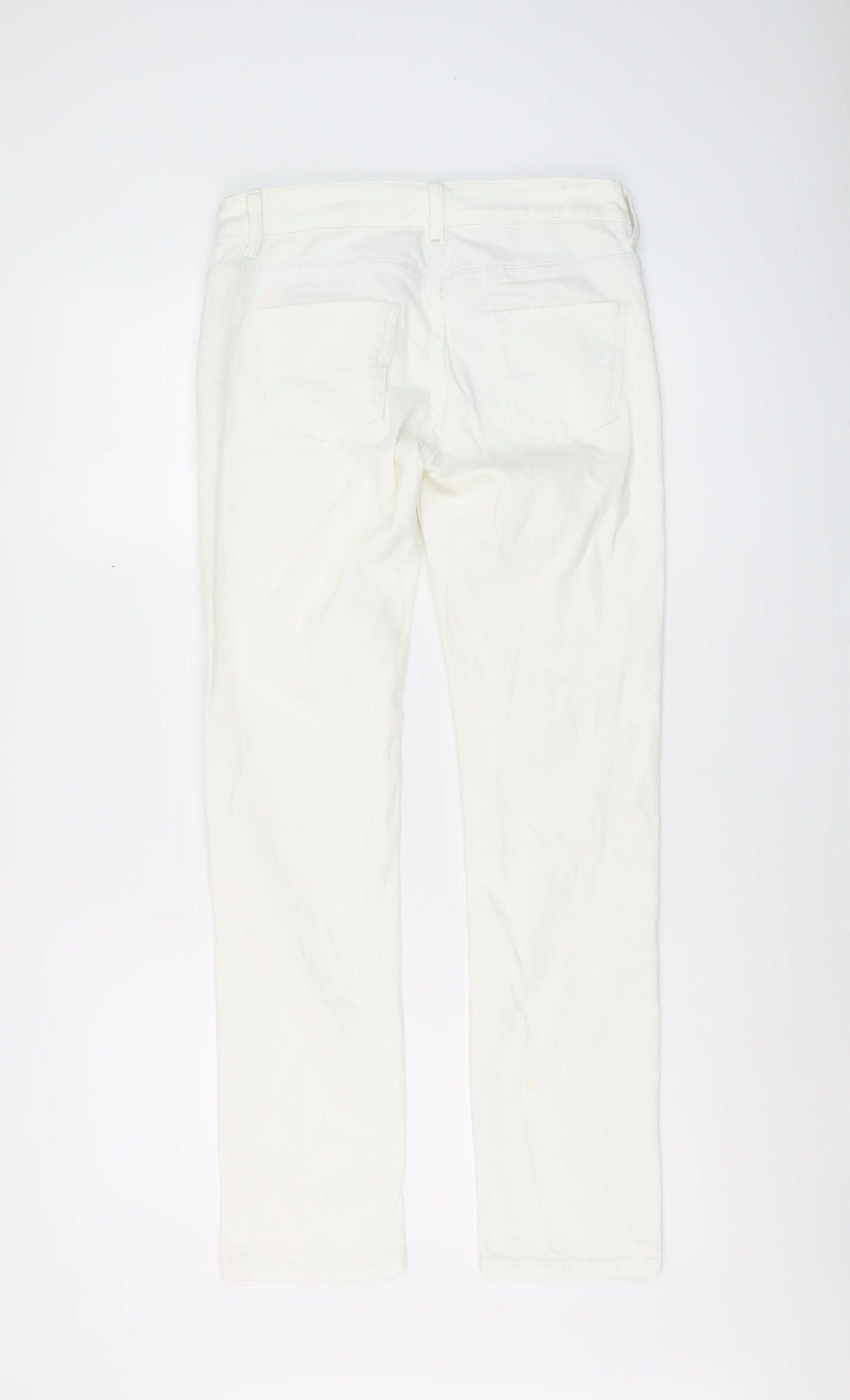 Marks and Spencer Womens Ivory Cotton Skinny Jeans Size 8 L29 in Regular Button