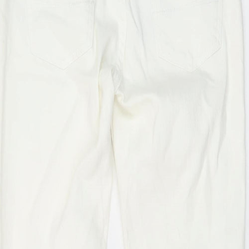 Marks and Spencer Womens Ivory Cotton Skinny Jeans Size 8 L29 in Regular Button