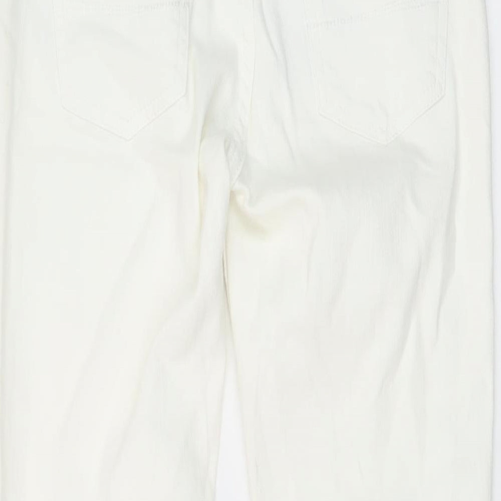Marks and Spencer Womens Ivory Cotton Skinny Jeans Size 8 L29 in Regular Button