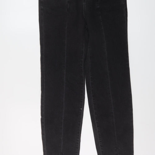 Stradivarius Womens Black Cotton Mom Jeans Size 10 L28 in Slim Button