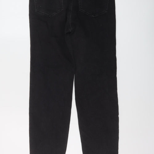 Stradivarius Womens Black Cotton Mom Jeans Size 10 L28 in Slim Button